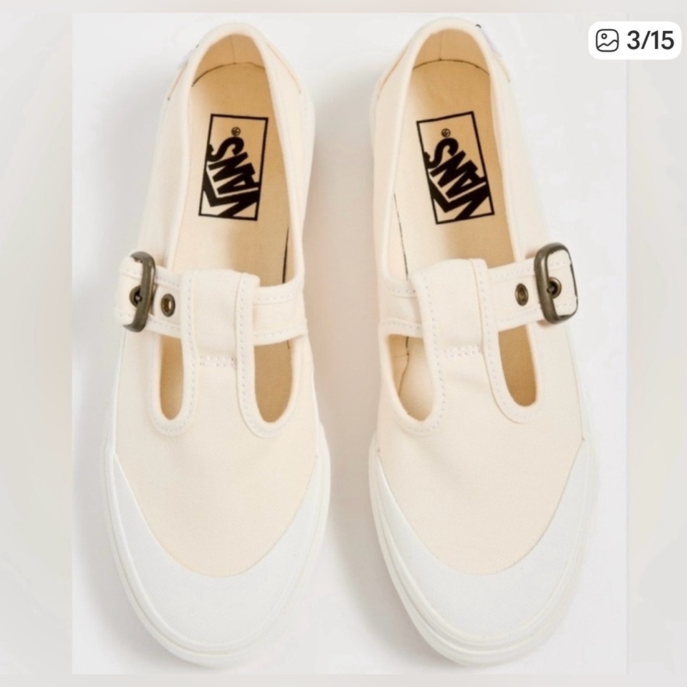 VANS|Beige cream canvas Maryjane sneakers with buckle & rubber sole•••NWOT,boho - Picture 3 of 15